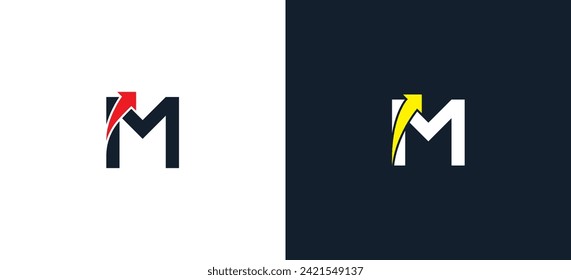 initial Letter M Arrow Logo Concept sign icon symbol Design Element. Financial, Consulting, Logistics Logotype. Vector illustration logo template