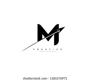 Initial Letter M Artistic Creative Arrow Shape Logotype