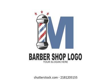 initial Letter M barber shop logo