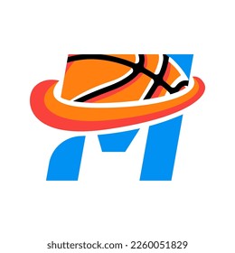 Initial Letter M Basketball Logo Concept