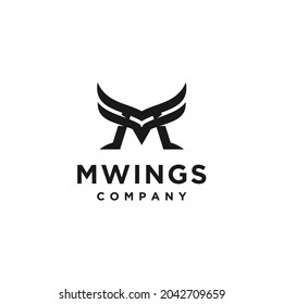 Initial Letter M Bird Wings Logo Design Inspiration