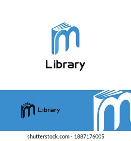 Anfangsbuchstabe M Buch für Buchhandlung, Buchfirma, Verlag, Enzyklopädie, Bibliothek, Bildungs-Logo-Konzept