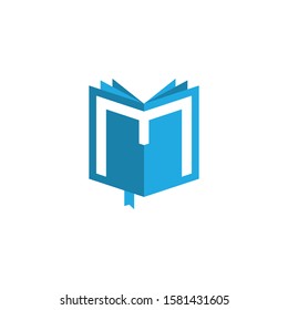 initial letter m book logo vector blue color