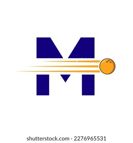 Initial Letter M Bowling Logo. Bowling Ball Symbol Vector Template