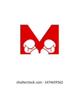 initial letter M boxing logo design   vector