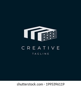 Initial letter M building logo design illustration vector template