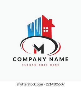Logo De La Letra Inicial M Del Edificio. Logo de la casa, Arquitectura, Hogar, plantilla de diseño del logotipo de bienes raíces