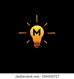 initial letter M in the bulb lamp logo vector inspiration