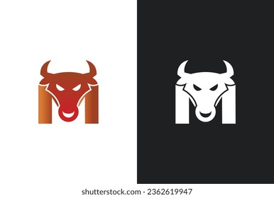 Initial letter M bull logo design. Bull logo design for your company identity, brand and icon