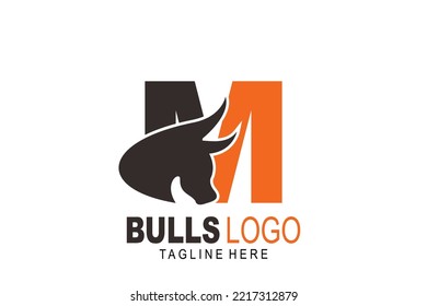 logotipo de letra inicial M bulls