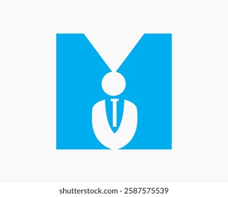 Initial Letter M Business Man Logo Concept With Man Symbol Vector Template