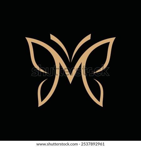 Initial Letter M Butterfly and Leaves, For Cosmetics and beauty Logo Design Inspiration