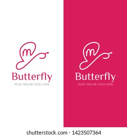 initial letter m butterfly logo and icon vector illustration design template