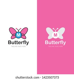 initial letter m butterfly logo and icon vector illustration design template
