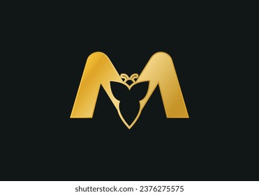 Letra inicial M logotipo de mariposa y plantilla de diseño de ilustración de vectores de iconos