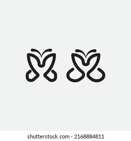 Initial letter M butterfly monogram logo design.