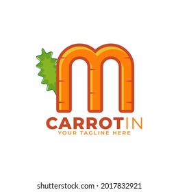 Initial Letter M Carrot Logo Design Vector. Designed for Web Site Design, Logo, App, UI