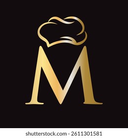 Initial Letter M Chef Hat Symbol Vector Template For Food and Restaurant Logo
