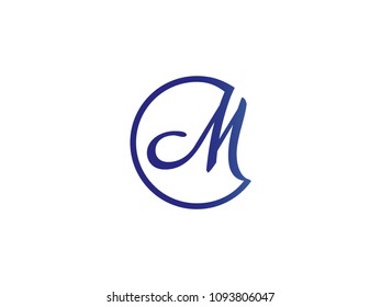 Initial Letter M Circle Design Logo Vector Graphic Branding Letter Element.