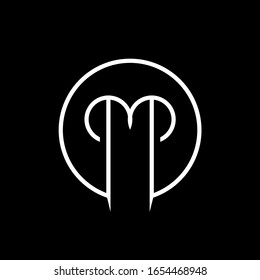initial letter M circular logo design, minimal concept