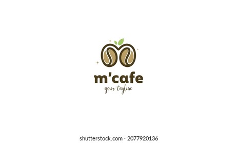 Letra inicial Diseño del logotipo del café M con un estilo de juego único