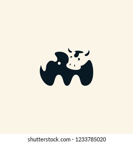 Initial letter M Cow splash milk logo design vector inspiration custom logo design