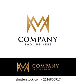 letra inicial logotipo de la corona M para joyería, diseño del logotipo de la marca king royal con plantilla de tarjeta de visita