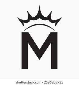 Initial Letter M Crown Logo Concept For Fashion and Beauty Symbol Vector Template