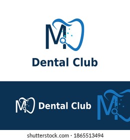 Initial Letter M Dental Dentist Logo concept. Dentistry Brand and Dental Care Logo template