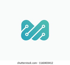 Initial letter M digital tech logo template