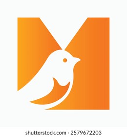 Initial Letter M Dove Logo Concept For Freedom Symbol Vector Template