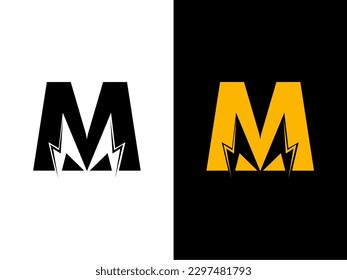 Initial Letter M Electric Logo. creative letter M Electric logo vector template