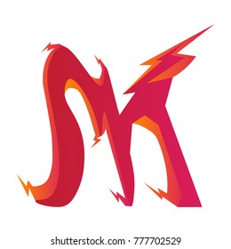 Initial Letter M With Electric Style Logo Icon. Material Design Logo