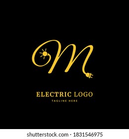 Initial letter M, Electricity Logo and icon Vector design Template. Power Energy Logo Design Element for company and business.