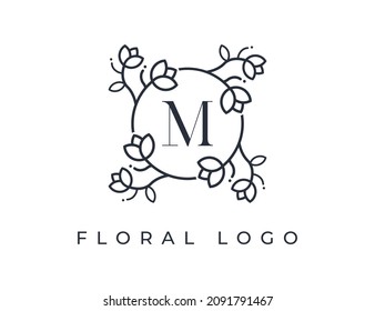 initial letter M Elegant Flower Logo Vector Design illustrations Template. 
Vector Logo design for natural products, flower shop, cosmetics, Organic, ecology concepts, health, spa.