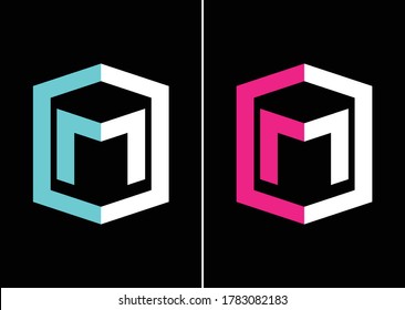 Letra inicial vector del logotipo de juegos de soporte M.