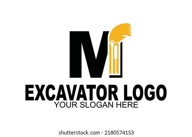 logotipo de miniexcavadora de letra M inicial