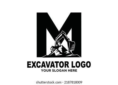 initial Letter M excavator  logo