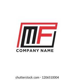 Initial letter M F logo template vector