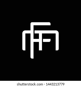 Initial letter M and F, MF, FM, overlapping interlock monogram logo, white color on black background