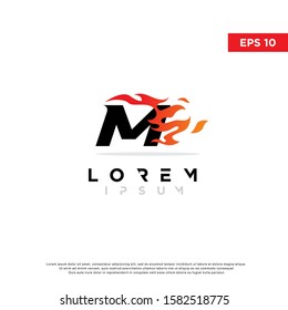 initial letter m fire speed logo. modern icon template design