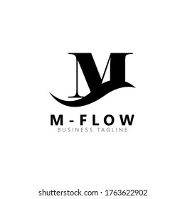 Initial letter M flow logo vector design template. Black letter isolated on white background. Can be used for company logo or symbol
