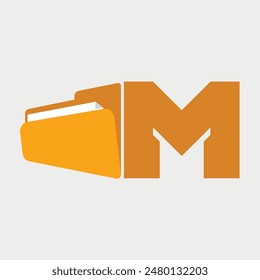 Initial Letter M Folder Logo. Vector Illustration.