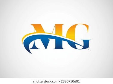 Vector de diseño del logotipo M G de la letra inicial. Símbolo gráfico de alfabeto para identidad empresarial