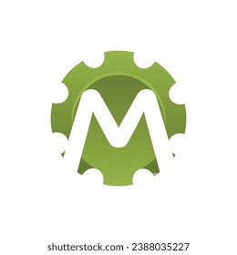 Initial Letter M gear engineering logo design vector