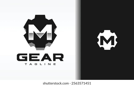 the initial letter M gear logo
