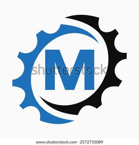 Initial Letter M Gear Logo Design Template. Automotive Gear Logo for Business and Industrial Identity