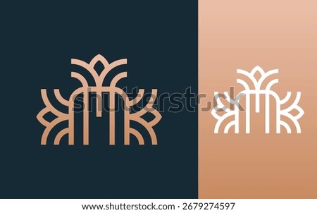 Initial letter M with geometric flower logo design vector illustration