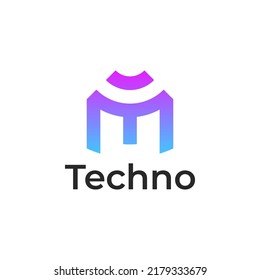 Letra inicial M logotipo coloreado gradiente