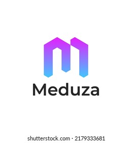 Letra inicial M logotipo coloreado gradiente